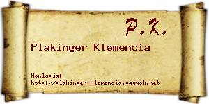 Plakinger Klemencia névjegykártya